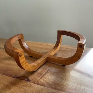 Vintage MCM Dolphin 11" Teak Wood Trivet For Bowl Mid-Century Scandi Japandi